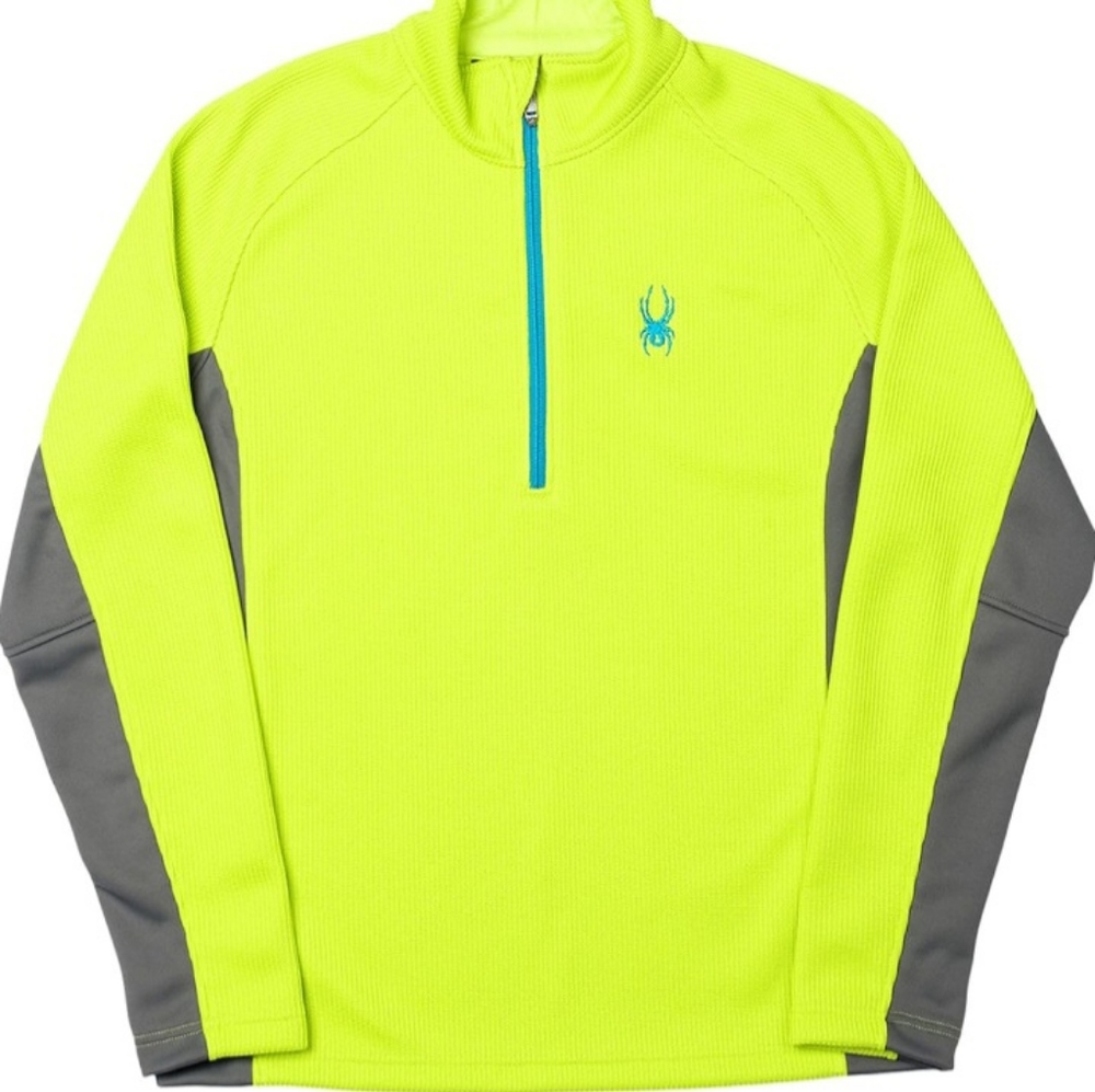 Spyder Active Sports Mens Bandit Half Zip Sweater Size Small Neon Green/Yellow